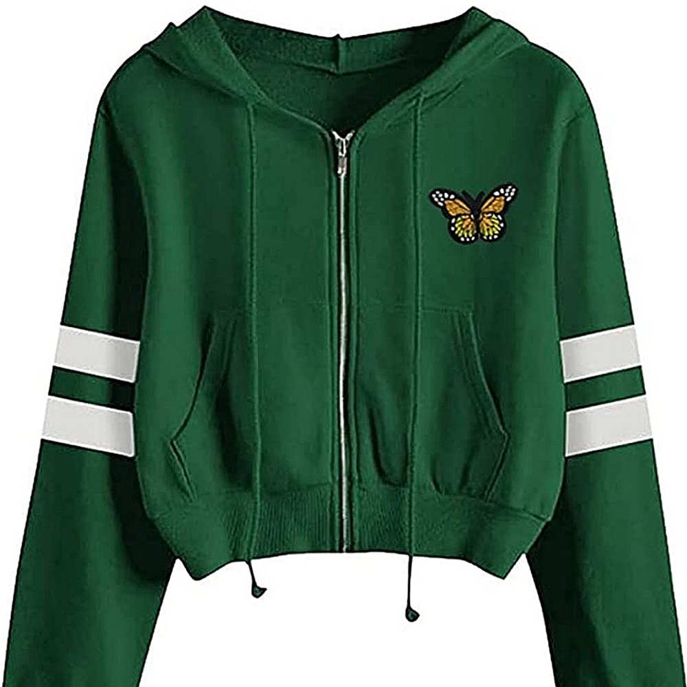 Butterfly Crop top Hooded Jacket